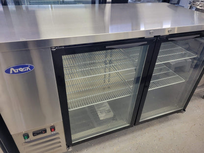 ATOSA MBB59GGR 59 2 GLASS DOOR STAINLESS STEEL BACK BAR COOLER - 17.3 CU FT